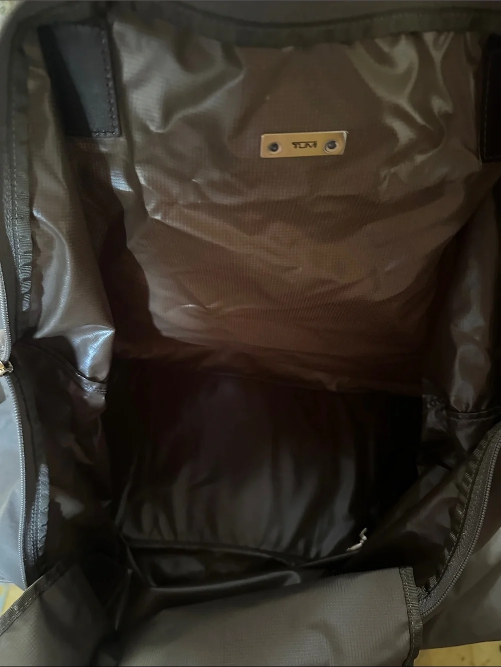 Tumi Olive Fabric and Brown Leather Laptop Bag